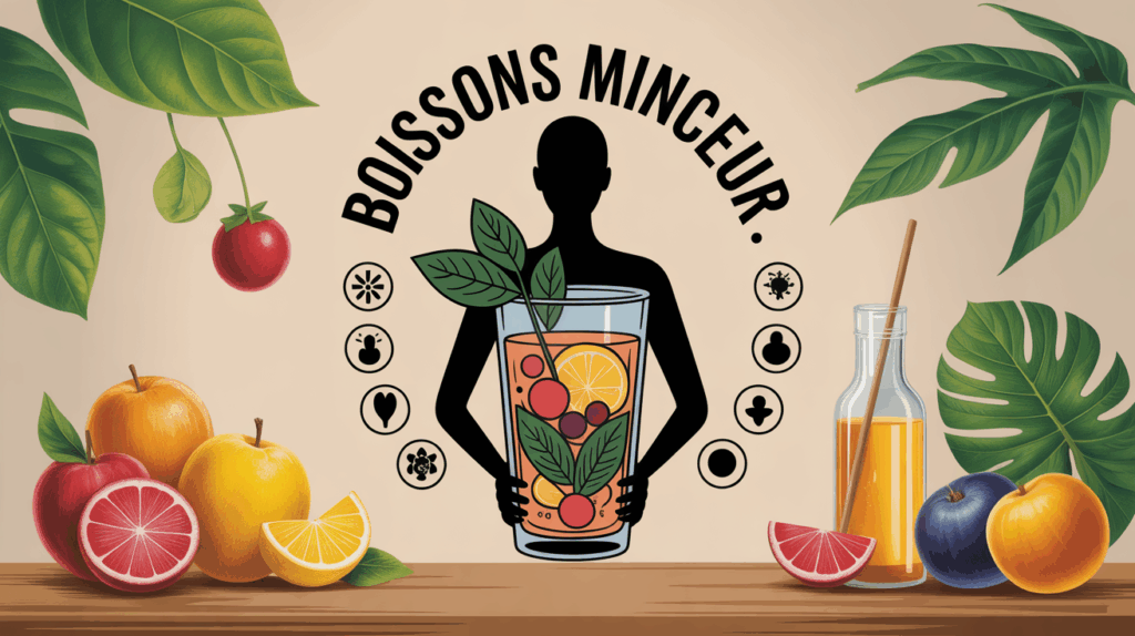 boissons minceur femme verre fruits bien-etre illustration