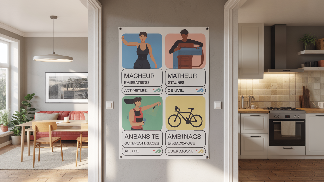Planning sportif mural carnet suivi sport quotidien débutant