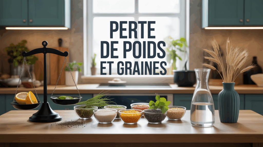 table cuisine avec graines et eau pour perte de poids