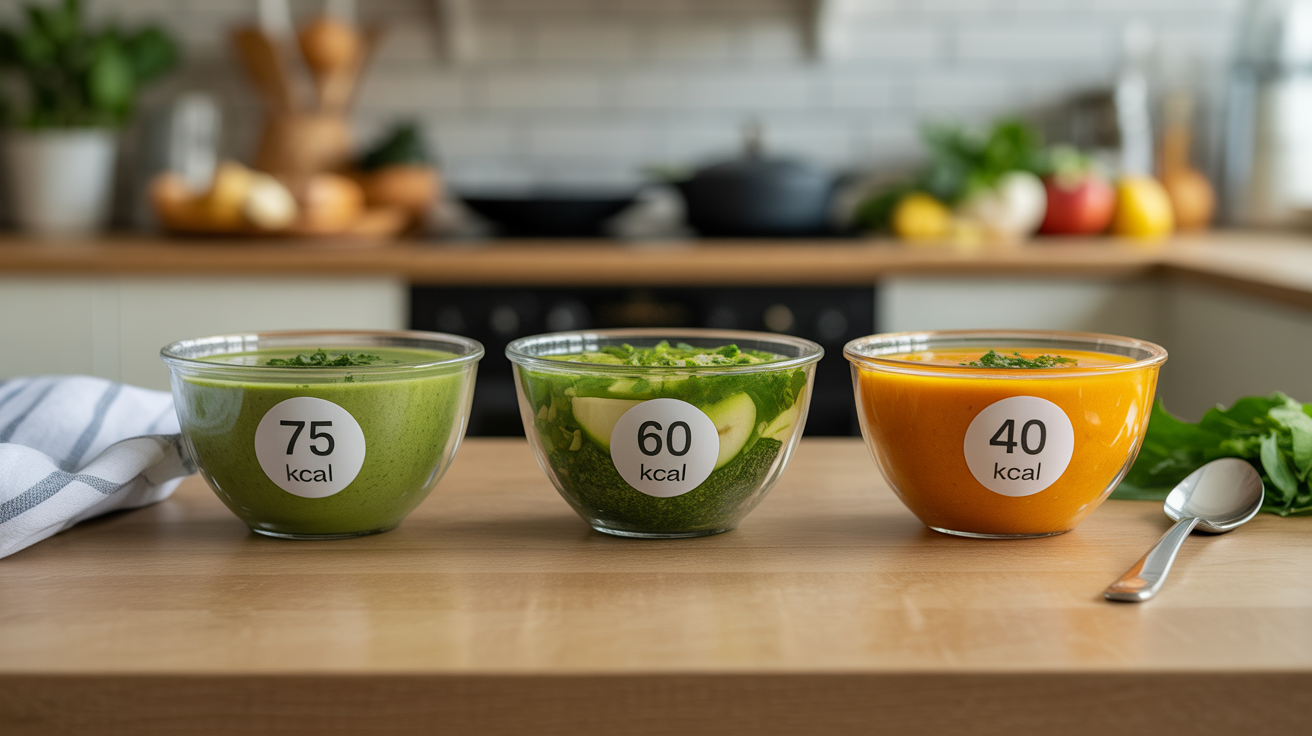 Trois bols de soupe ventre plat calories 75 60 40