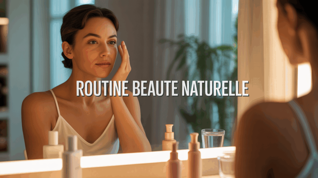 Routine beaute naturelle femme miroir cosmetiques
