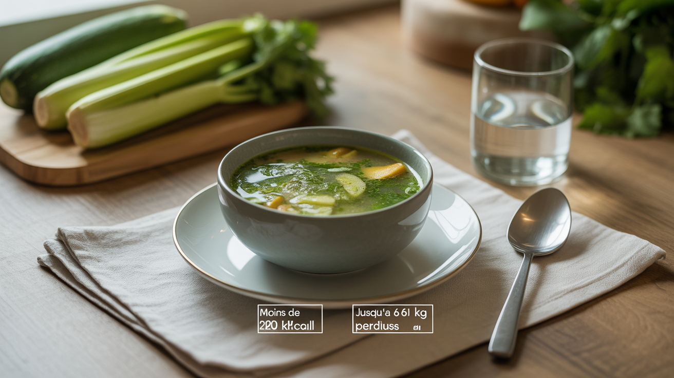 Bol de soupe verte ventre plat moins 200 kcal pertedepoids