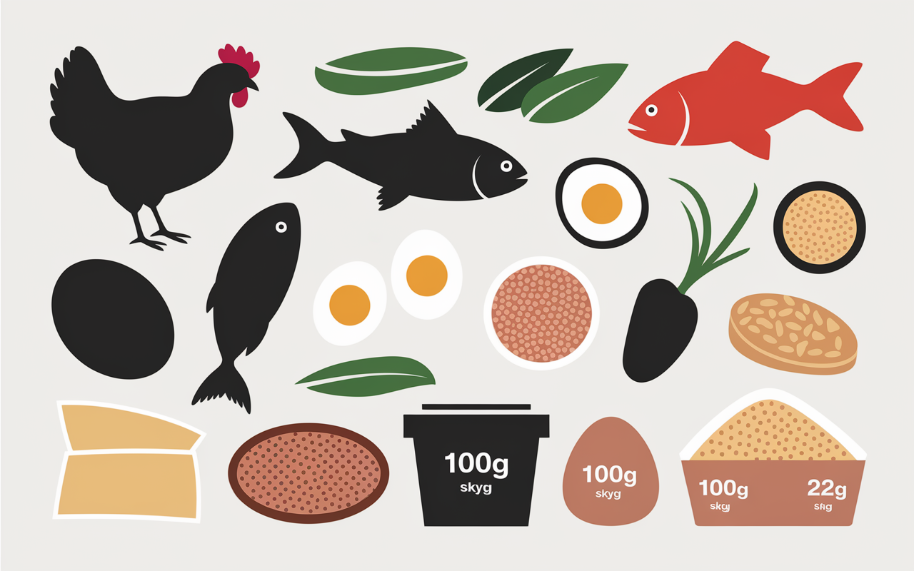 Aliments riches menu hyperprotéiné protéines variées