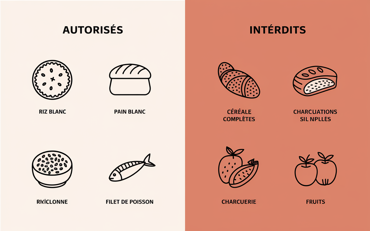 tableau aliments autorises interdits regime sans residu