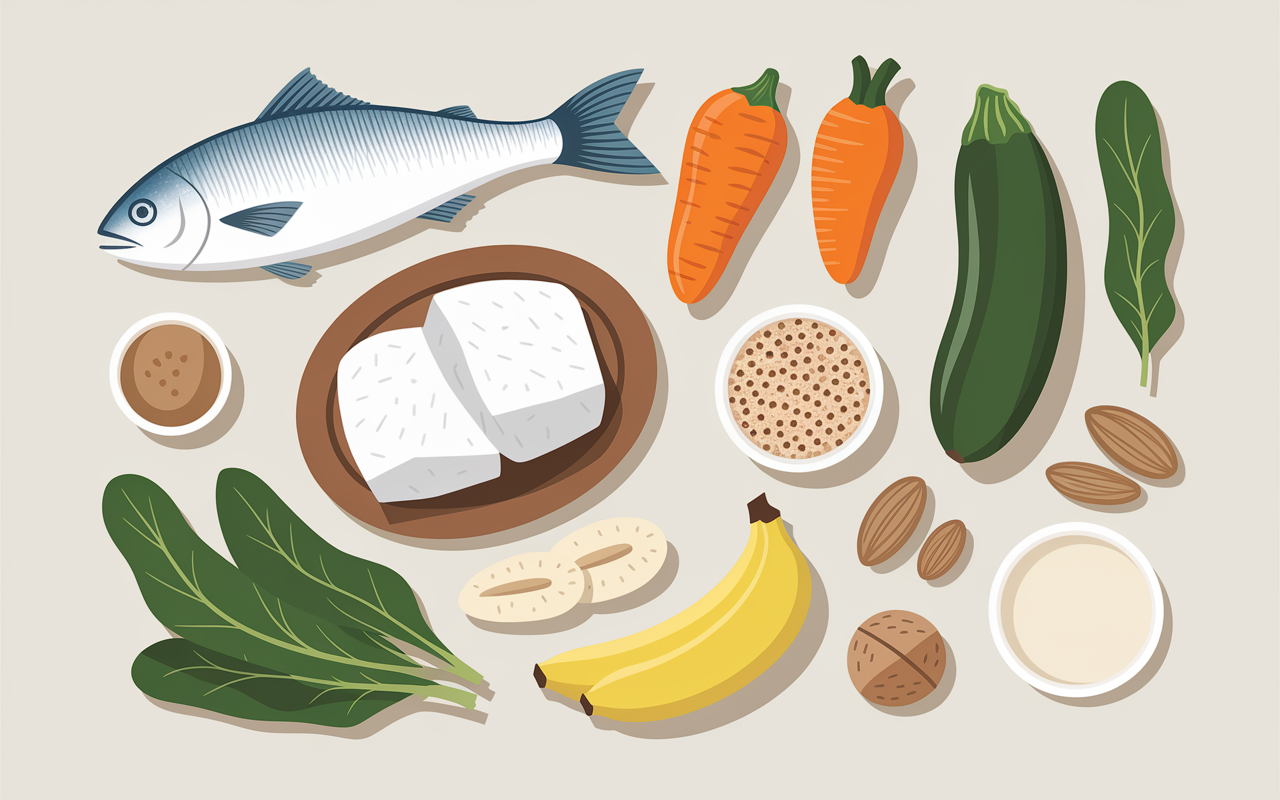 selection aliments sains soir poisson tofu legumes quinoa