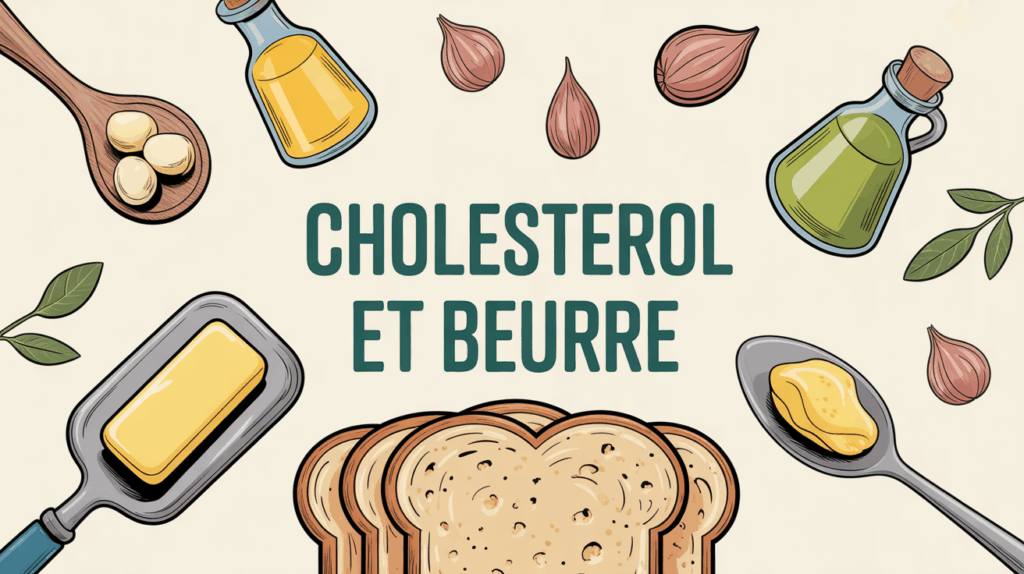 cholesterol beurre pain complet margarine huiles vegetales illustration