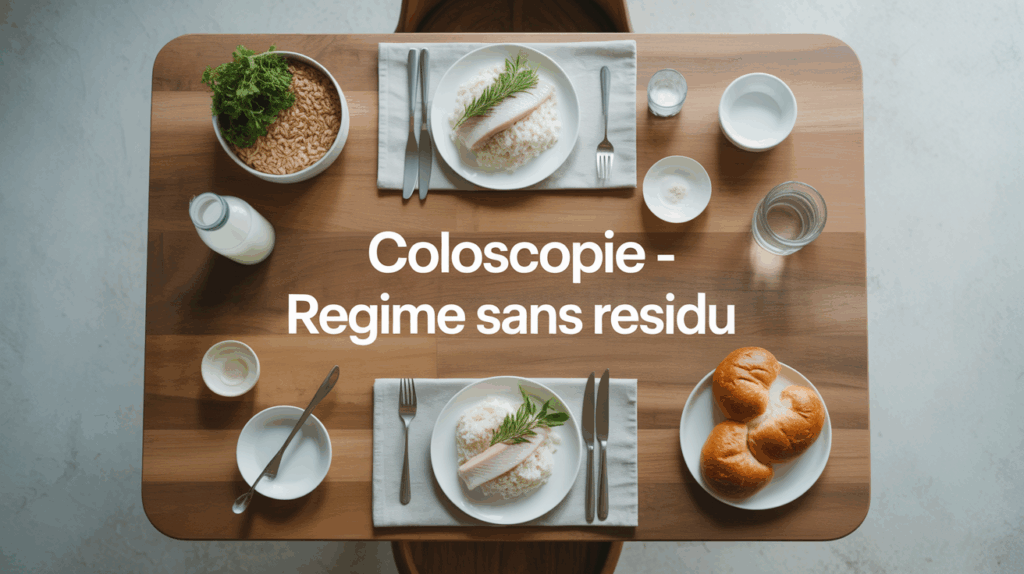 assiette repas coloscopie regime sans residu pain riz poisson yaourt eau