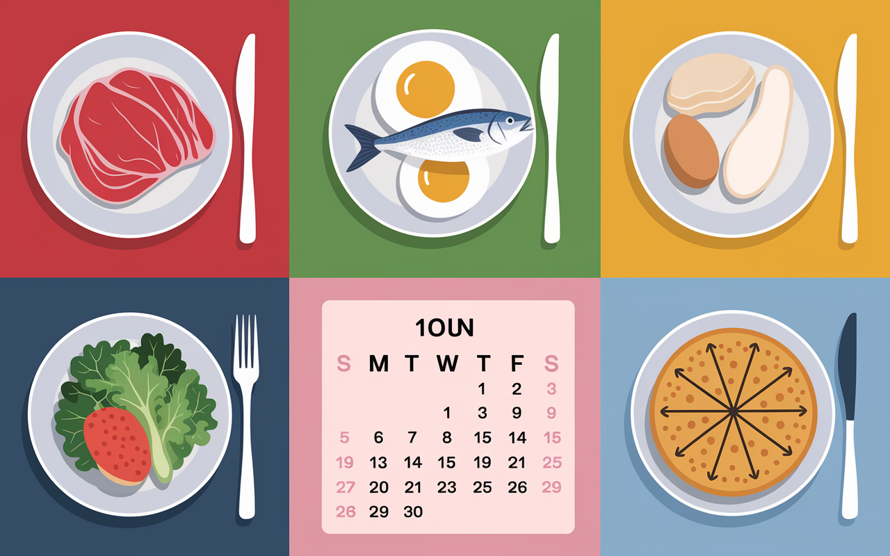 Tableau menu Dukan 5 jours repas proteines