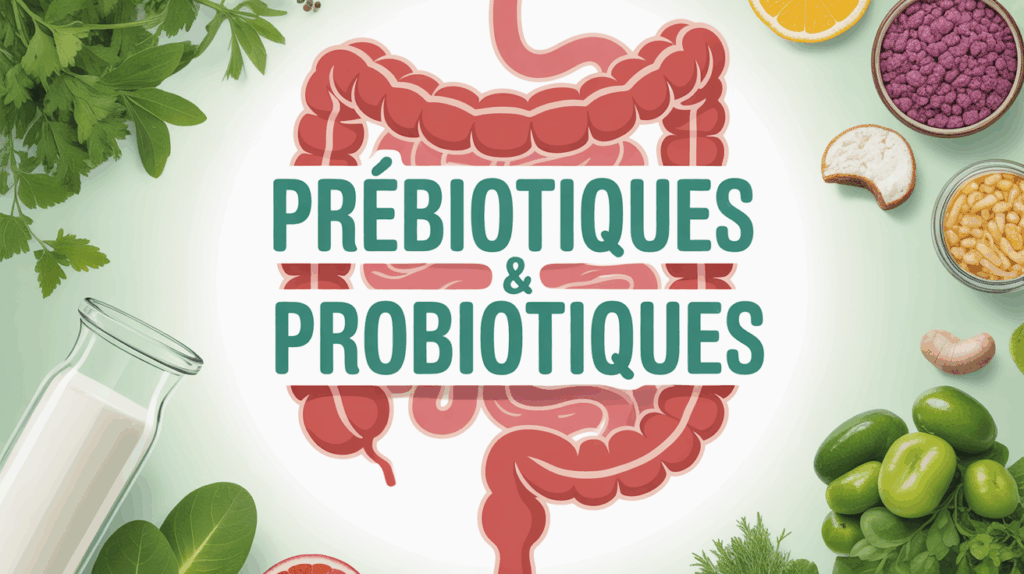 Intestin stylise spirale avec prebiotiques probiotiques