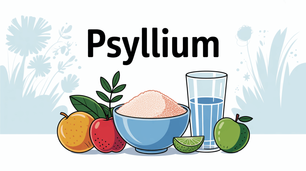 Bol de psyllium avec fruits eau balance, illustration perte de poids