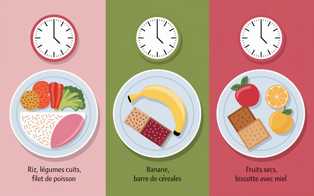 Assiettes choix aliments timing pour que manger avant le sport