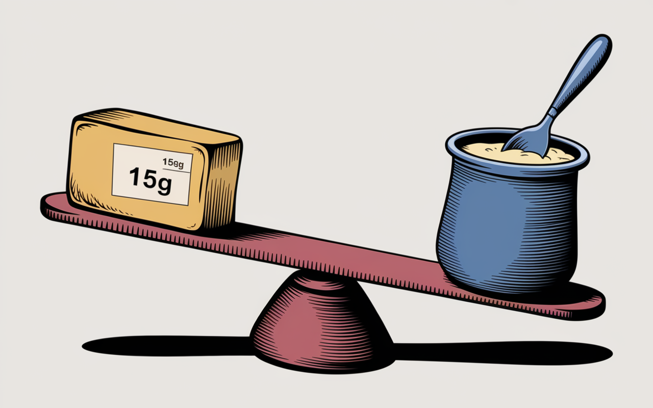cholesterol beurre margarine 15g noix balance illustration