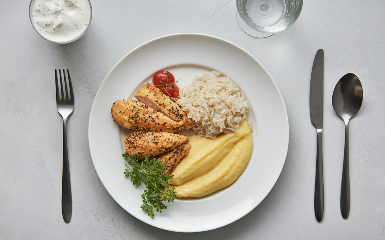 assiette puree poulet vapeur riz yaourt regime sans residu