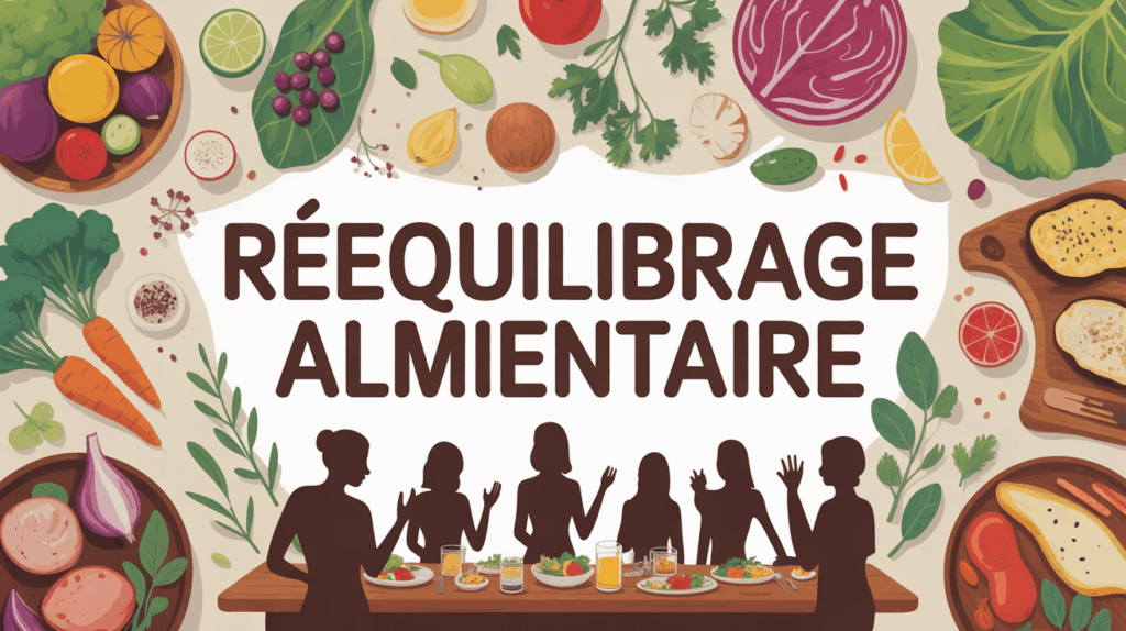 Reequilibrage alimentaire assiette coloree legumes feculents proteines
