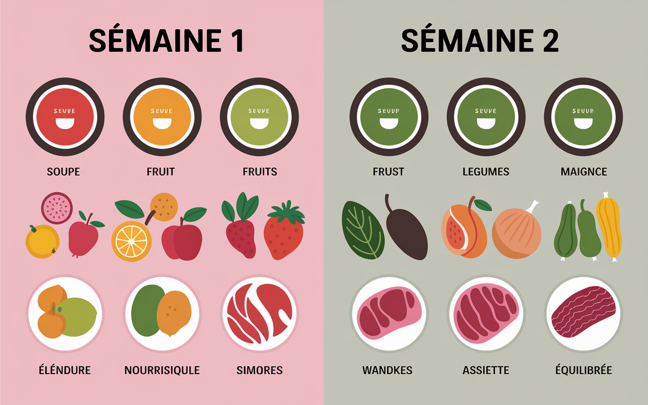 Planning menus soupe aux choux semaine 1 semaine 2
