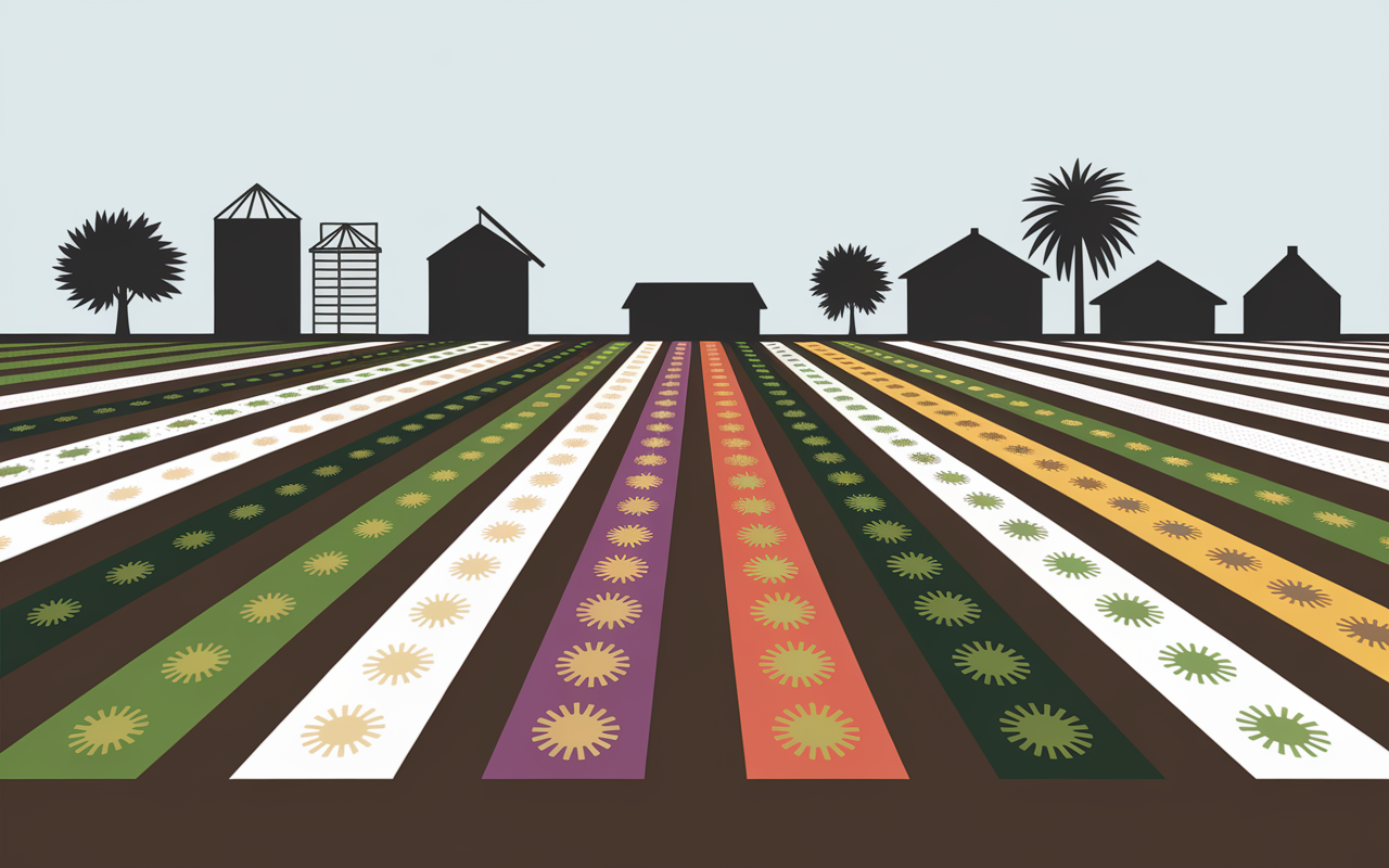Champ de riz avec panneaux bio et traçabilité