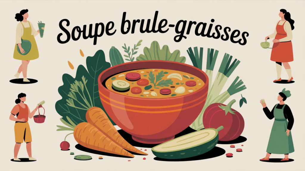 bol soupe brule graisses legumes frais illustration