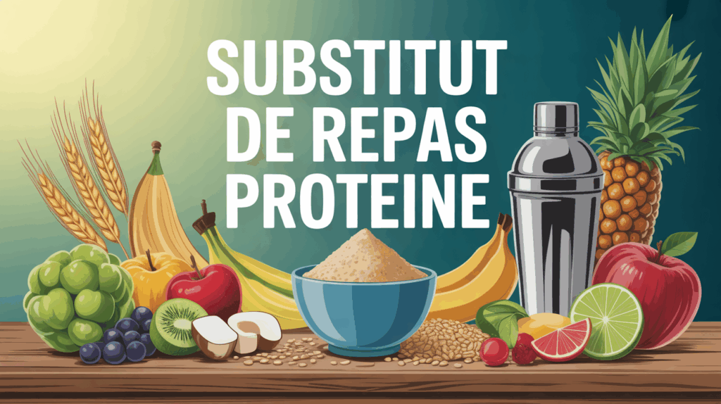 composition substitut de repas proteine barre bol shaker avec fruits legumes grains