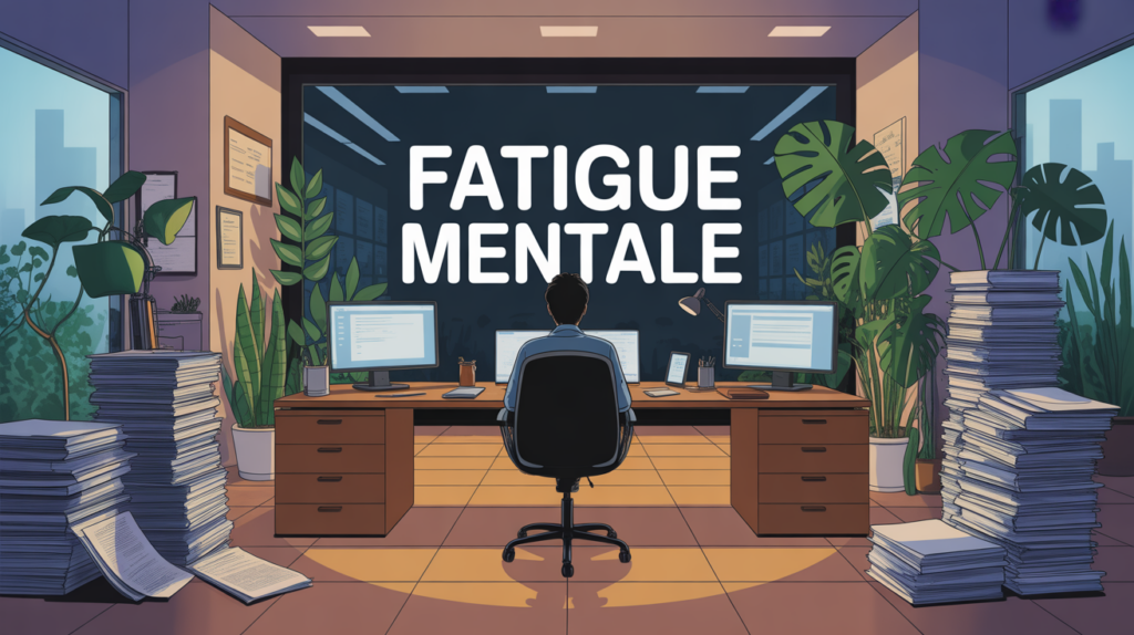 retrouver de l energie mentale scene bureau surchargé