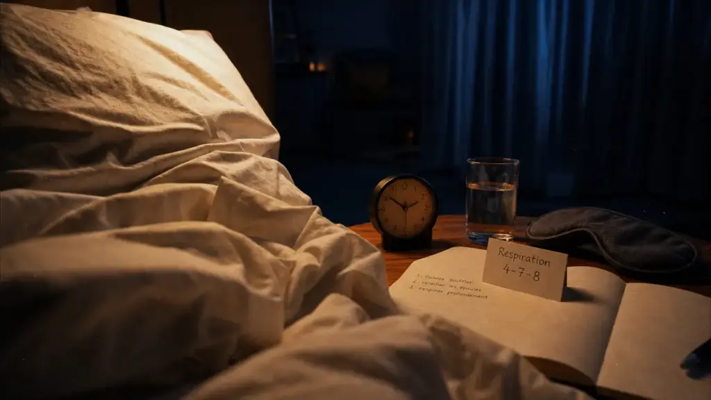 Comment trouver le sommeil rapidement : respiration 4-7-8, chambre fraîche, nuit